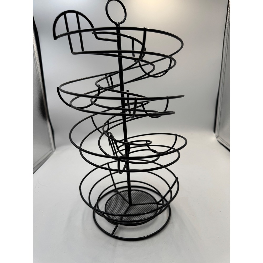 Black Metal Spiral Egg Skelter Dispenser Rack Countertop Storage Organizer